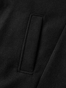 EASEVO Woven Casual Long Wool Coat (Plus Size) Halloween Christmas Winter Party Autumn  - Black - View 5