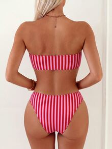Swim Vcay Women's 2 Pieces Tropical Print Vacation Casual Swimwear Set - Multicolor - View 3