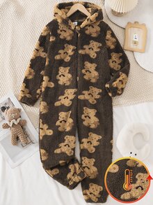 Boys' Casual Cute Bear Plush Jumpsuit - Coffee Brown - View 5