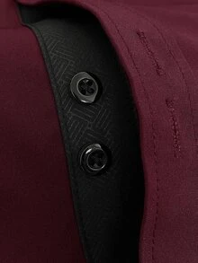 Calvornis Manfinity Mode Men's Long-Sleeve Business Casual Shirt , Premium Embossed Design, Formal, Old Money - Burgundy - View 4