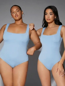 Silquee Women's Casual Solid Color Bodysuit, Fashionable And Sexy - Baby Blue - View 5