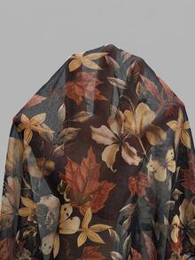SHEIN ICON Casual Romantic Floral & Butterfly Print Plus Size Women's Mesh Top, Suitable For Summer - Multicolor - View 5
