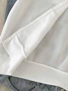 SHEIN 青少年女孩秋冬保暖內裡加厚寬鬆連帽衛衣，豹紋毛絨內裡長袖時尚動物豹紋標語印花夾克外套，米白色青少年女孩夾克外套，女孩夾克外套，前開拉鍊夾克 - 白色 - 查看 9