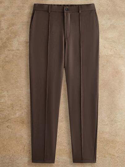 HIMLAND Men's Button Casual Pocket Suit Pants