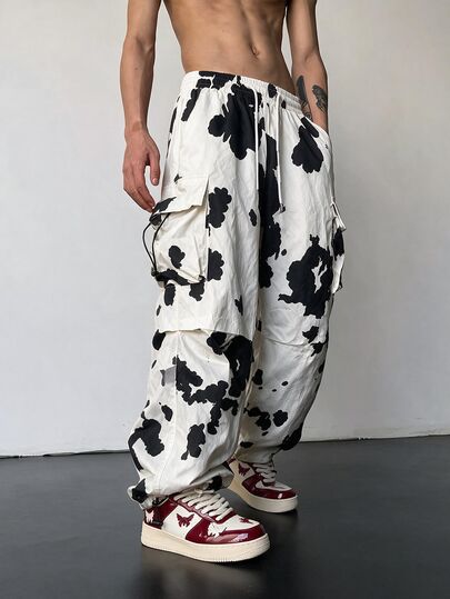 ROMWE MEN Street Life Men's Street Style Cow Print Hot-Selling Pants
