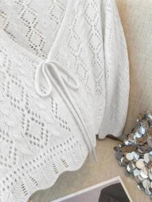 Franclia New Solid Color Hollow Crochet Sun Protection Cardigan Women Versatile Outerwear Knit Cardigan - White - View 5