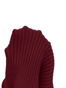 SHEIN LUNE New Vintage Sexy Chic High-End Furry Collar Off Shoulder Women Sweater Pullover, Autumn/Winter - Burgundy - View 5