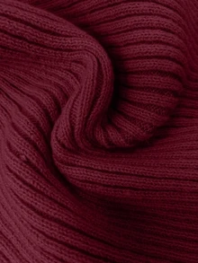 SHEIN LUNE New Vintage Sexy Chic High-End Furry Collar Off Shoulder Women Sweater Pullover, Autumn/Winter - Burgundy - View 4