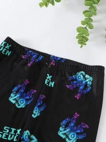 SHEIN 男童螢光印花長袖長褲修身居家服 - 彩色 - 查看 7