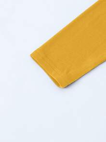 Rafferiza Turmeric Color Plus Size Women Long Sleeve Fitted Crew Neck T-Shirt Fall - Mustard Yellow - View 8