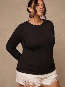 SHEIN CURVE+ 2PCS Plus Size T-Shirts - Mocha Brown - View 7