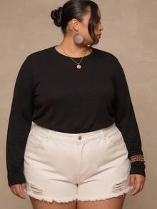 SHEIN CURVE+ 2PCS Plus Size T-Shirts - Mocha Brown - View 4