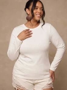 SHEIN CURVE+ 2PCS Plus Size T-Shirts - Mocha Brown - View 5