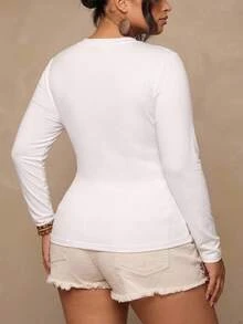 SHEIN CURVE+ 2PCS Plus Size T-Shirts - Mocha Brown - View 2