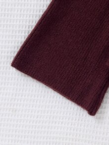 SHEIN Young Girls Colorblock Striped Sweater & Knitted Pants Set - Burgundy - View 3