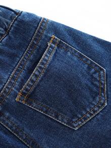 Young Boy Elastic Waist Straight Leg Jeans - Dark Wash - View 5