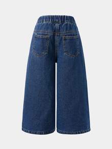 Young Boy Elastic Waist Straight Leg Jeans - Dark Wash - View 2