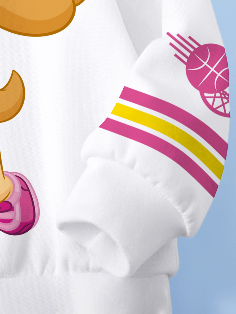 SHEIN | PAW Patrol Young Girl Cute Cartoon Pattern Print Crew Neck Long Sleeve Sweatshirt - White - View 6