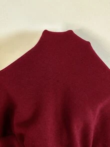 SHEIN EZwear Zip Up Raglan Sleeve Drawstring Hoodie,Long Sleeve Tops In Autumn/ Back-To-School School Black Casual - Burgundy - View 4