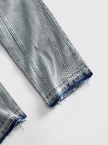 ROMWE MEN Street Life Quần jeans nam thời trang đường phố có túi cài nút - Rửa nhẹ - Xem 4