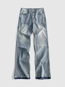 ROMWE MEN Street Life Quần jeans nam thời trang đường phố có túi cài nút - Rửa nhẹ - Xem 5