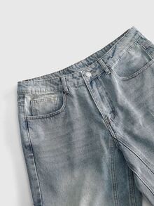 ROMWE MEN Street Life Quần jeans nam thời trang đường phố có túi cài nút - Rửa nhẹ - Xem 3