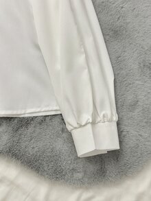 Selianne 女士白色可爱韩版彼得潘领百搭衬衫，适合秋冬季分层女士衬衫 - 白色 - 查看 6