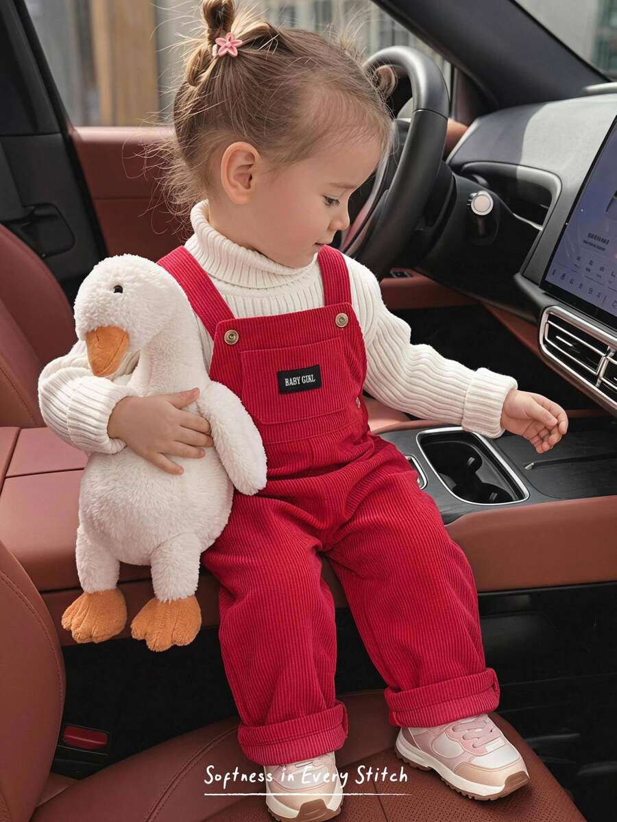 Cozy Pixies Overall Merah Kasual Nyaman Serbaguna untuk Bayi Perempuan, Cocok untuk Sehari-hari - Merah - View 1