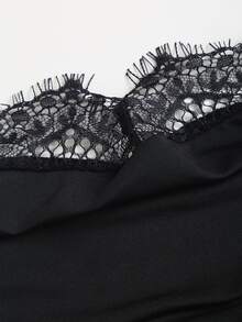 Sweetra Tall Women's Sexy Lace Patchwork Bodysuit, Spring/Summer, Tall Women - Black - View 5