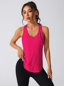 Easithlete Easithlete 2PCS Women's Minimalist Athleisure Athletic Sports Racerback Tank Top Gym Hot Pink Light Pink Summer - Multicolor - View 2