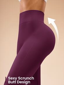 Easithlete Easithlete Women's Fashion Solid Color Versatile Tight Fit Sports Soft Athletic Leggings Gym Dance Fuchsia Pink Summer - Red Violet - View 4