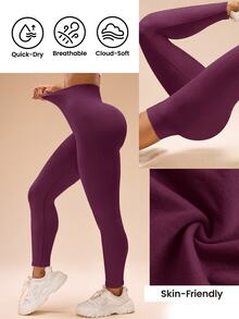 Easithlete Easithlete Women's Fashion Solid Color Versatile Tight Fit Sports Soft Athletic Leggings Gym Dance Fuchsia Pink Summer - Red Violet - View 3