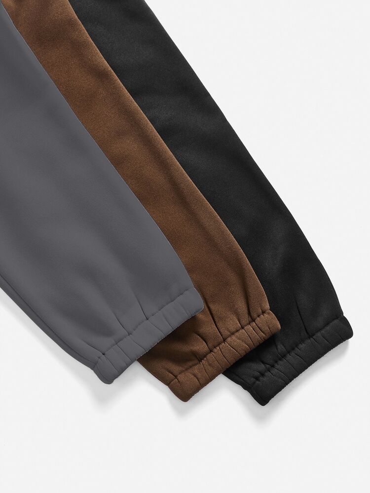 Velisys Velisys 3pcs Solid Color Fleece Sweatpants Winter Women Clothes - Multicolor - View 4