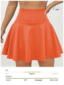 Easithlete Easithlete Women's Solid Color Casual Daily Travel Sports Skort - Orange - View 8