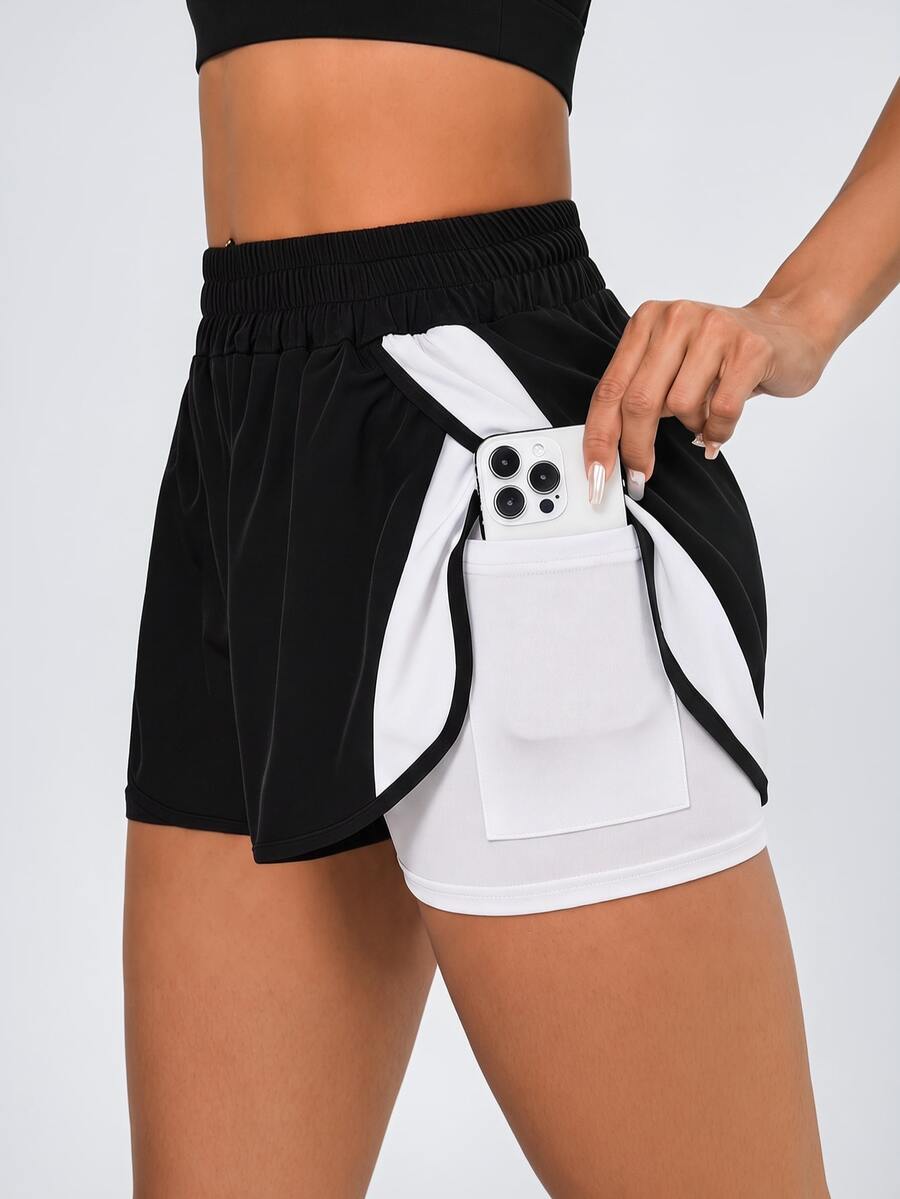 Easithlete Easithlete Women's Summer Casual Sports Patchwork Pocket Contrast Color Shorts