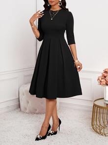 SHEIN Lady Spring, Summer, Autumn And Winter Elegant Office Party New Year Ladies Dresses Halloween - Black - View 6