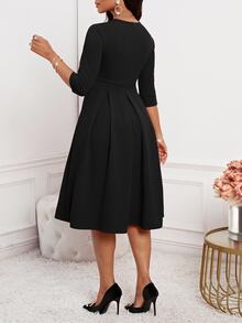 SHEIN Lady Spring, Summer, Autumn And Winter Elegant Office Party New Year Ladies Dresses Halloween - Black - View 2