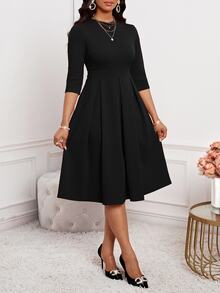 SHEIN Lady Spring, Summer, Autumn And Winter Elegant Office Party New Year Ladies Dresses Halloween - Black - View 5