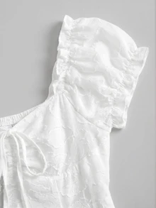 Sweetra Elegant Floral Embroidered Chiffon Blouse, Sweet And Charming Summer Top For Women - White - View 5