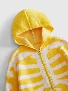 ROMWE MEN Men's Streetwear Enterprise Skull Jacquard Knit Cardigan - Yellow - View 5