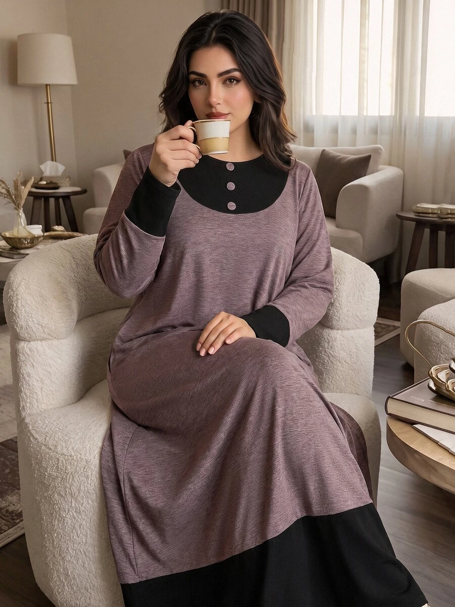 Al Najma Plus Size Women's Colorblock Pleated Casual Party Arabian ...