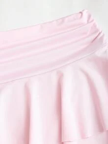 Sweetra Women's Summer Bronze Metallic Floral Camisole & Pleated Layered Mini Skirt Set - Pink - View 8
