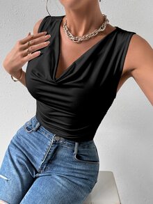 SHEIN Women's Cute Back To School Office Camisole Top, Autumn - Black - View 4