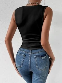SHEIN Women's Cute Back To School Office Camisole Top, Autumn - Black - View 3