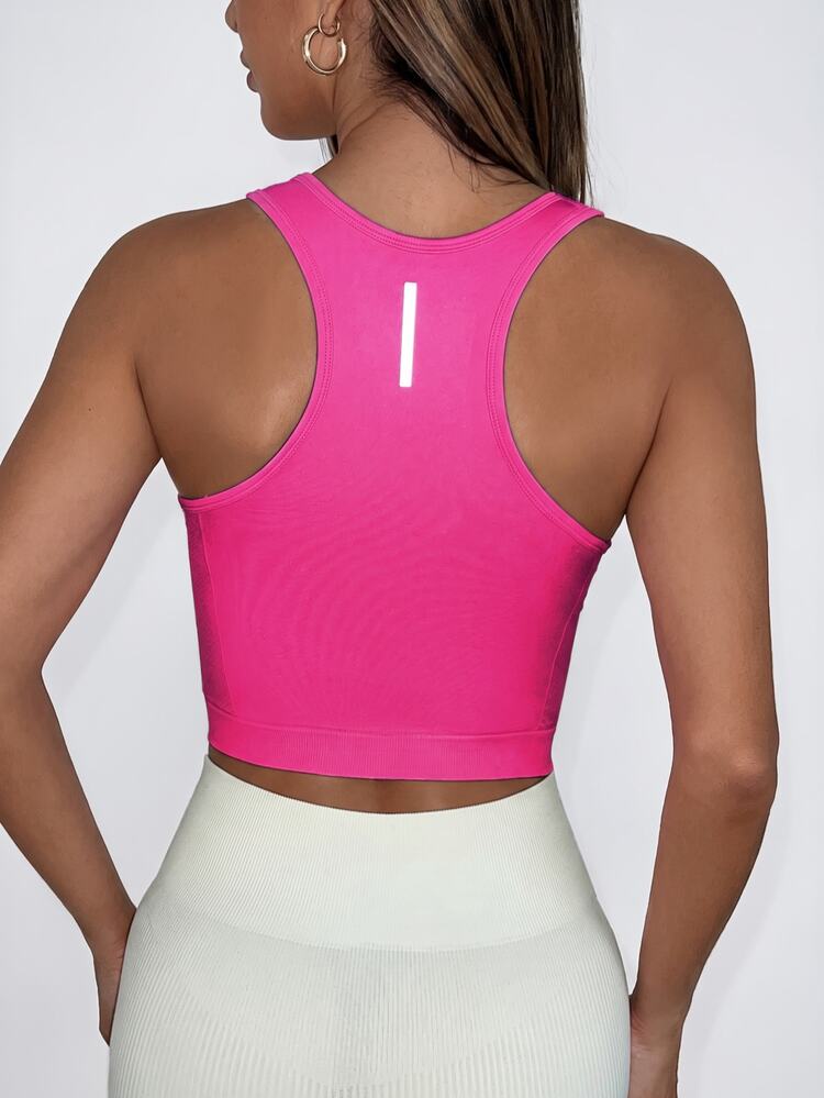 Easithlete Easithlete Women's Summer Solid Color Round Neck Casual Sports Tank Top Fitted Shirtworkout Tank Top - Hot Pink - View 1
