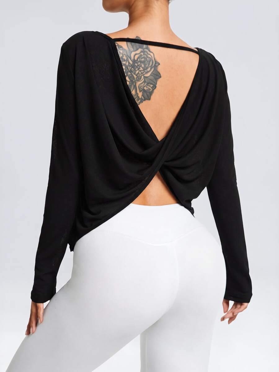 Easithlete Easithlete Breathable Softness Cut Out Curved Hem Sports Sexy Sporty Teeworkout Tank Top Gym Black Summer - Black - View 1