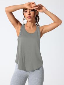 Easithlete Easithlete 女式休闲字母图案工字背心，夏季 - 淺灰色 - 查看 5