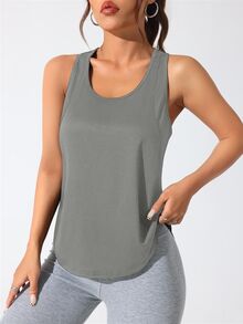 Easithlete Easithlete 女式休闲字母图案工字背心，夏季 - 淺灰色 - 查看 2
