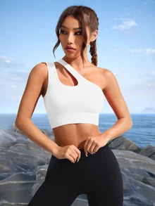 Easithlete Easithlete Sujetador deportivo de un hombro con abertura crop - Blanco - Ver 4