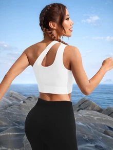 Easithlete Easithlete Sujetador deportivo de un hombro con abertura crop - Blanco - Ver 2